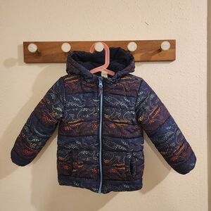 Little Me Blue Dinosaur Print Puffer Jacket